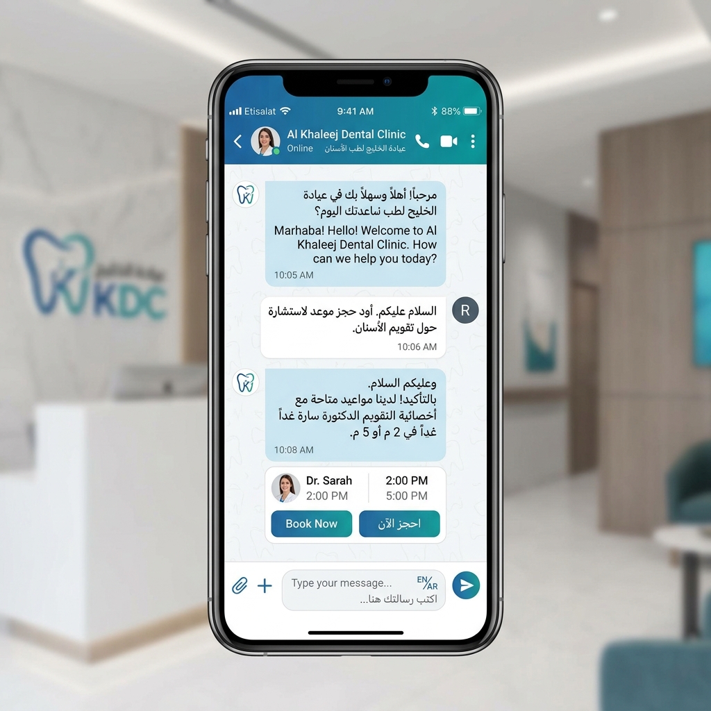 Bilingual English-Arabic chat interface for a UAE dental clinic