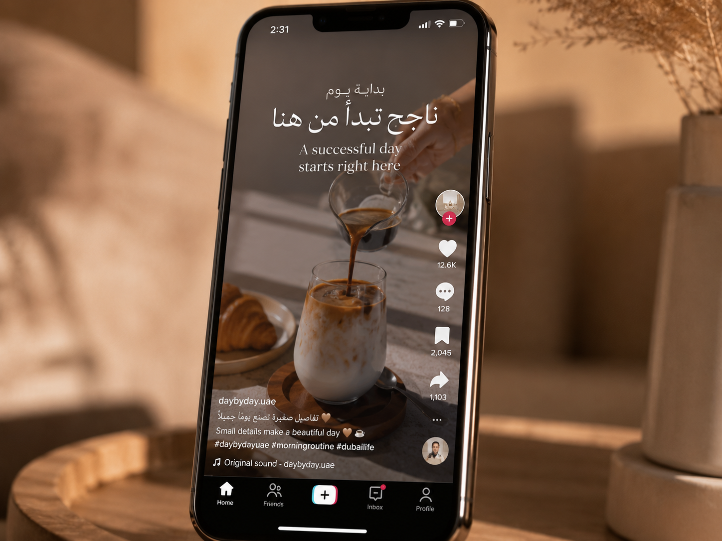 Bilingual short-form video caption in English and Arabic