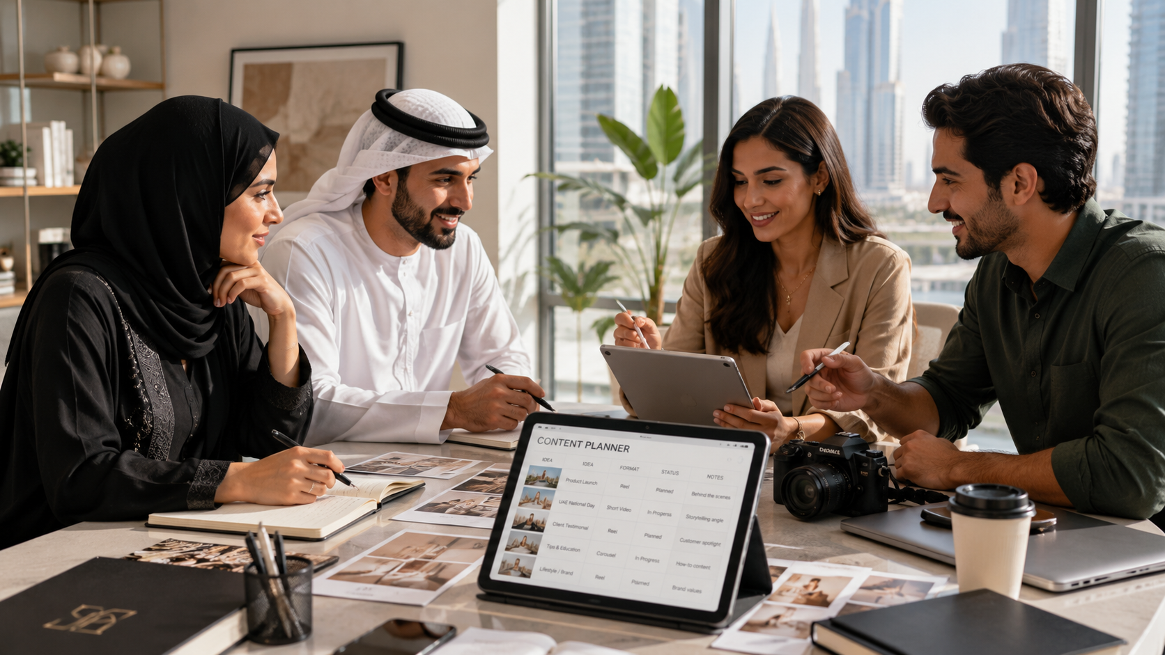 Content batching session with a monthly shot list for a UAE brand